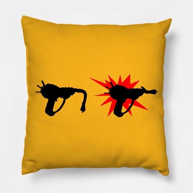 Zombie Pack-a-Punched Ray Gun on Yellow Pillow by LANStudios