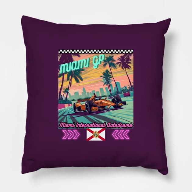 Miami Grand Prix,Formula 1, USA, Florida, F1 Pillow by Pattyld