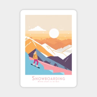 Alpine Adventure - Snowboarding in the Alps Poster Magnet