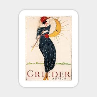 Grieder Zurich Swiss by Charles Loupot Vintage Art Deco Magnet