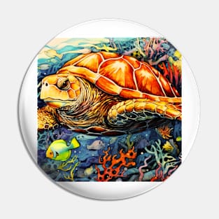 Mesmerizing Colorful Turtle Dive into Vibrant Underwater Art! Pin