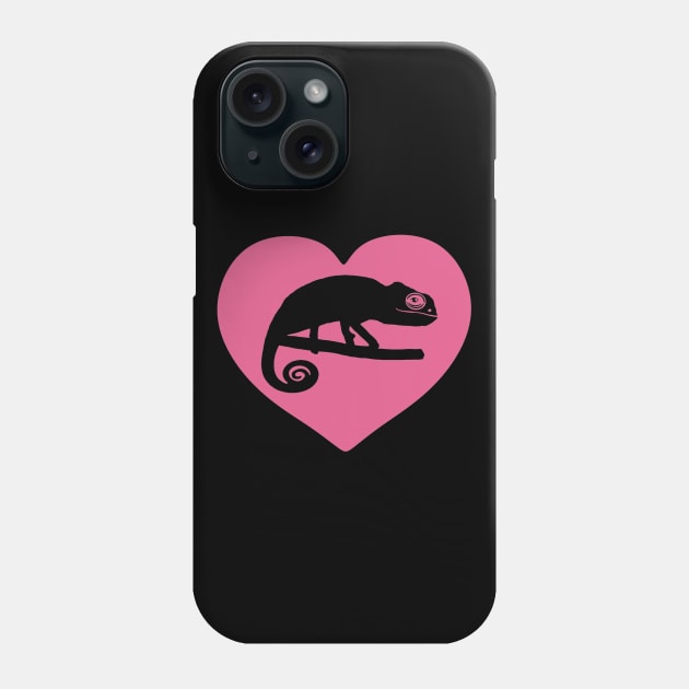 Pink Cute Chameleon Heart for Chameleon Lovers Phone Case by Mochi Merch