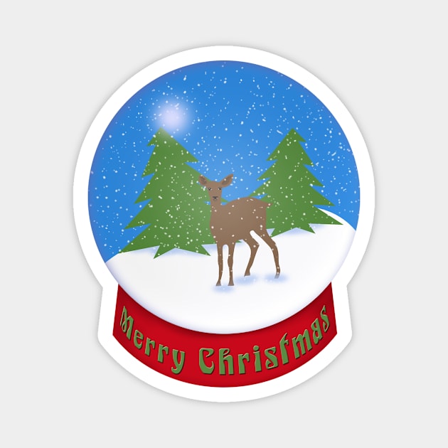 Deer in Snow Globe | Merry Christmas | Cherie's Art Original (c)2019 Magnet by CheriesArt