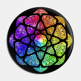 Rainbow Watercolor Crystal Mandala - Silhouette Pin