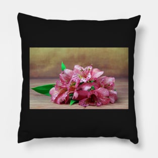 A bunch of pink Alstroemeria Pillow