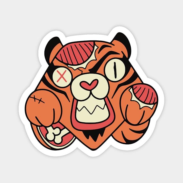 Cute Zombie Tiger // Funny Halloween Animals Magnet by SLAG_Creative