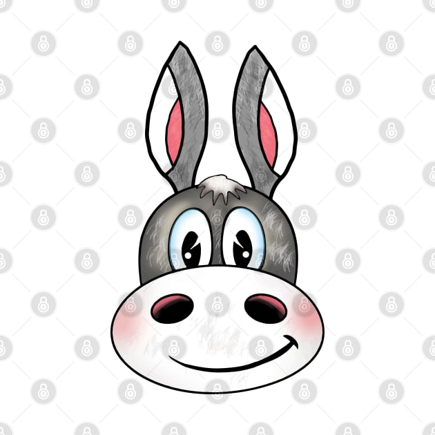 Cute donkey, little pony face smiling, smile, baby, cute animal, hand drawn kids birthday gifts by sofiartmedia