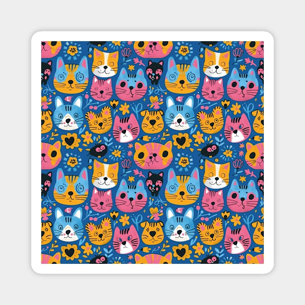 Whimsical Animal Faces Pattern Magnet by star trek fanart and more