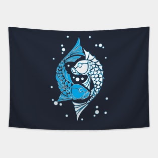 Blue and white koi fish. Symbol of good luck Tapestry