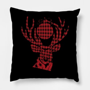 RED & BLACK DEER SNOW Pillow