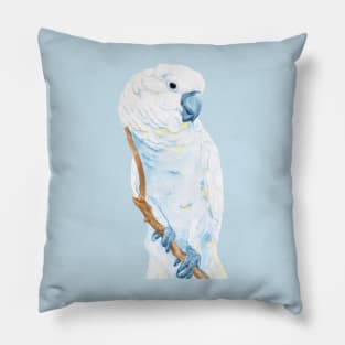 Watercolor umbrella cockatoo - parrot portrait Pillow