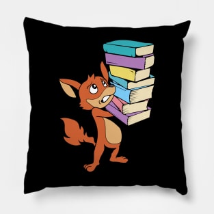 Cartoon fox with pile of books - Bookworm Pillow