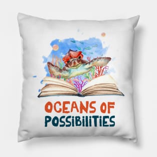 oceans possibilities reading turtle Pillow