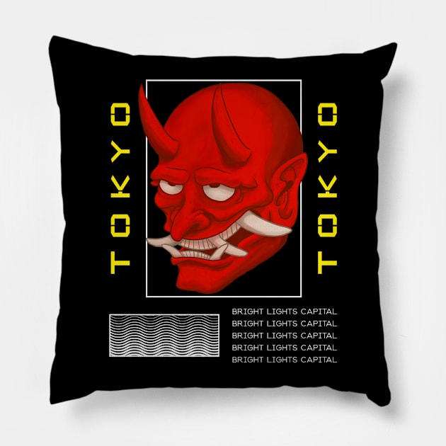 Tokyo Japan Asia Oni Art Gift Pillow by Super Fresh Art