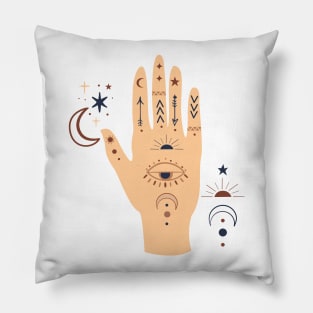 Mystical Hand Tribal Mystical Artifacts Pillow