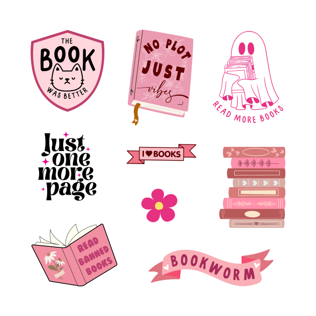 Pink Bookish Pack by medimidoodles