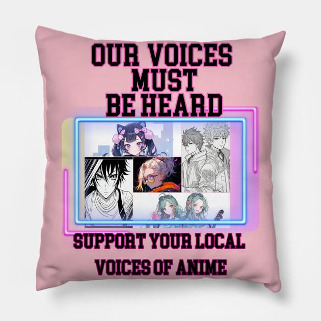 Voice Actors: ANIME: Gamers/Anime/Animation/Audiobook Narrators/Video Game Pillow by SOTVO