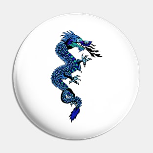 Blue Chinese dragon design Pin