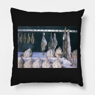 display of chickens and game birds - Gustave Caillebotte Pillow