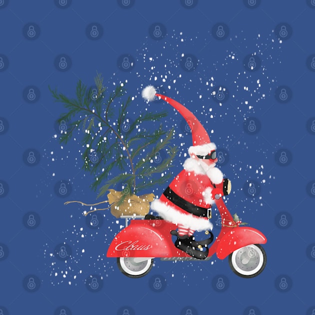 Santa on His Scooter by DesignCat