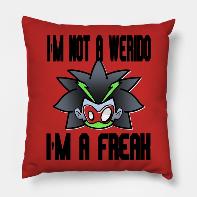 i'm not a weirdo i'm a freak "black and green Pillow by A6Tz