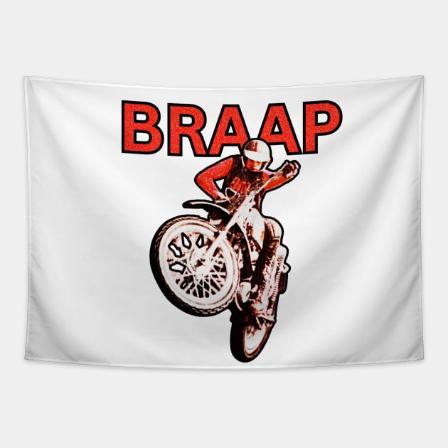 Braap Vintage Motocross Tapestry by TommySniderArt