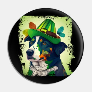 Colorful Lady Dog Ready For St. Patrick's Day Dog Lover Pin