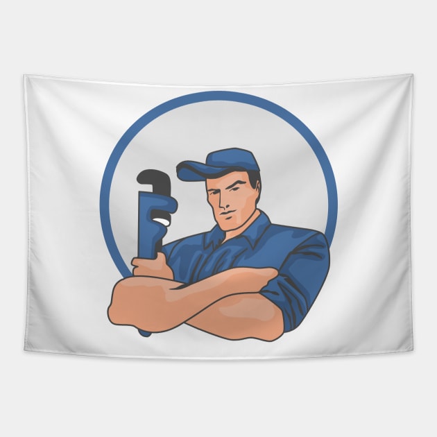 Plumbing Man Tapestry by Dheograft