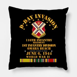 116th Infantry Regt - 1st ID - D Day w SVC Pillow