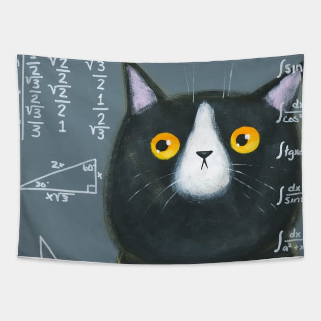 Maths Cat Tapestry by KilkennyCat Art