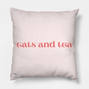 Cats and Tea Simple Red Design Pillow