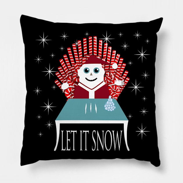 Cocaine Santa Candy Cane Throne Let It Snow Christmas Pillow by beelz