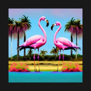 Pink Flamingos Pop Art Flamingo Miami Beach Vibrant T-Shirt