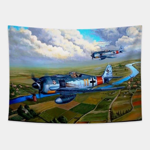 Focke Wulf Fw190 Tapestry by Aircraft.Lover