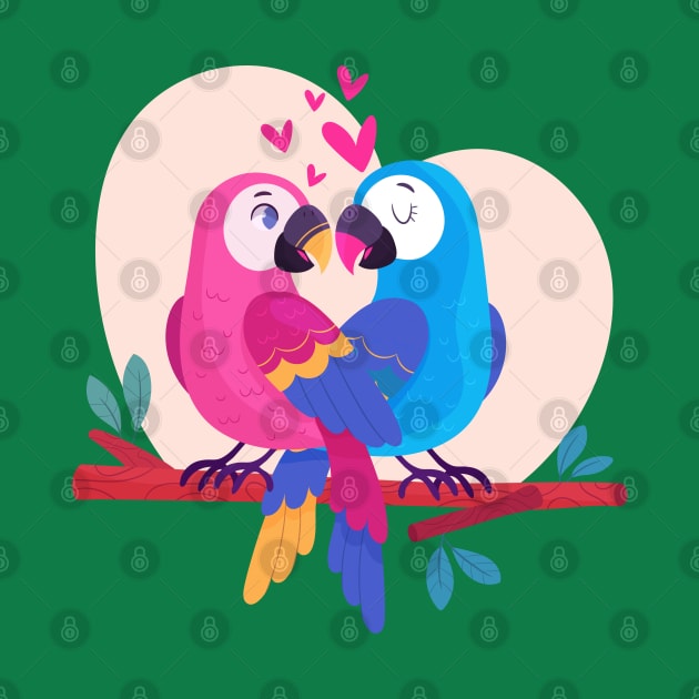 Lovely Parrots Couple by Mako Design 