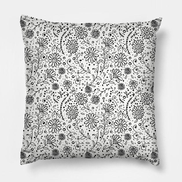 Doodle floral pattern Pillow by katerinamk