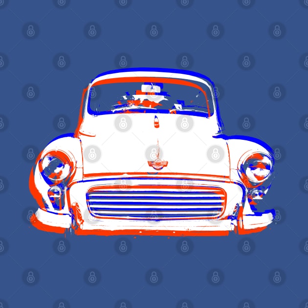 Morris Minor 1960s British classic car monoblock red white blue by soitwouldseem