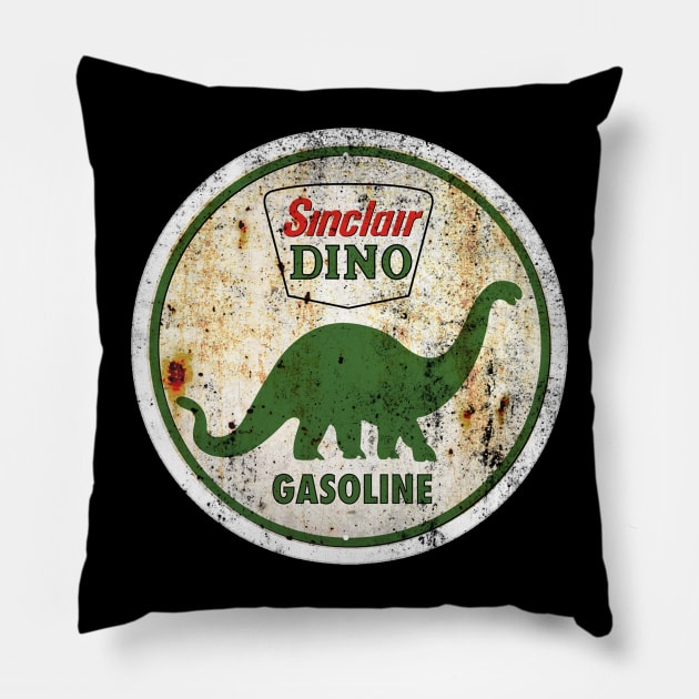 Sinclair Dino Gasoline Sign Pillow by funkymonkeytees