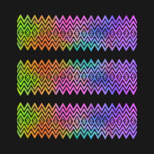 Colourful Pink and Yellow Zigzag Silhouette Digital Art T-Shirt
