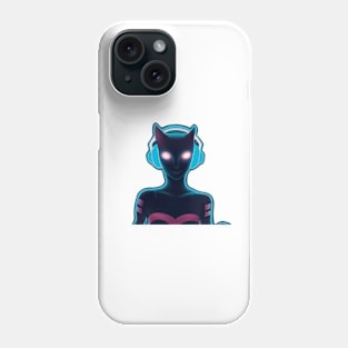 Cyborg synthwave cat lady DJ Phone Case