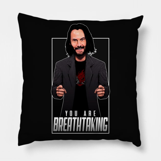 Keanu Reeves - You Are Breathtaking Pillow by d.legoshin.art