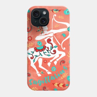 Boho Zodiac Sign- Sagittarius Astrology Watercolor Illustration Phone Case