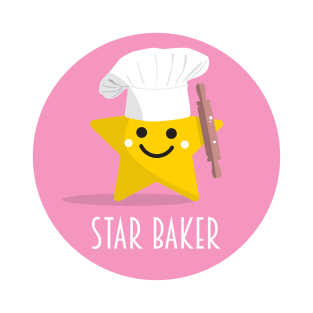 Cute Star Baker with Rolling Pin - Pink T-Shirt