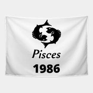 Black Zodiac Birthday Pisces 1986 Tapestry