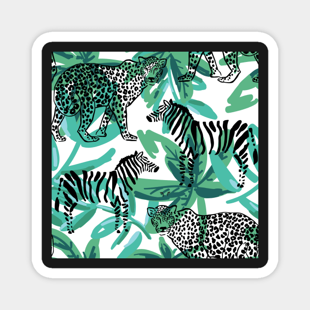 Tropical Safari Print Cheetah and Zebra Magnet by Asilynn