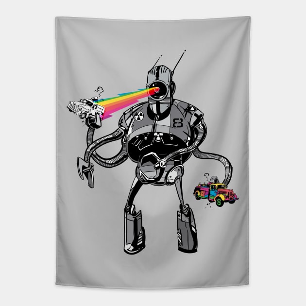 Rainbow Lazer Bot Tapestry by BeeryMethod