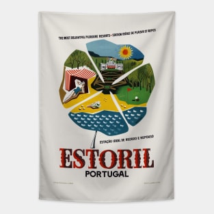 Estoril Portugal Vintage Travel Poster Tapestry