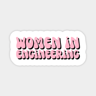 Pink & Black Groovy Women in Engineering Magnet