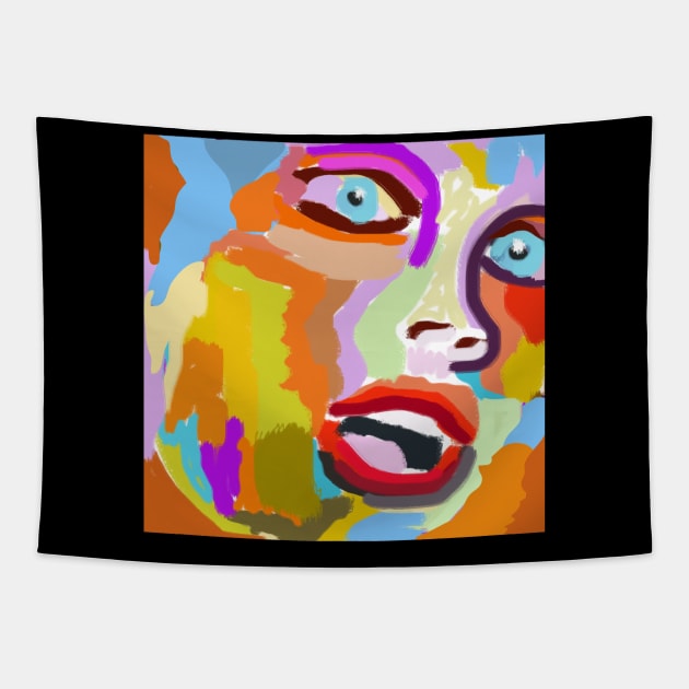 Woman's Face Pop Art Style Tapestry by jazzworldquest