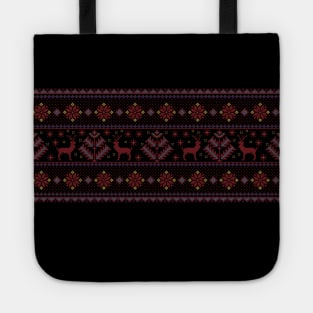 Realistic Palestinian Tatreez Embroidery Design #7 Deers Red-Blue Tote